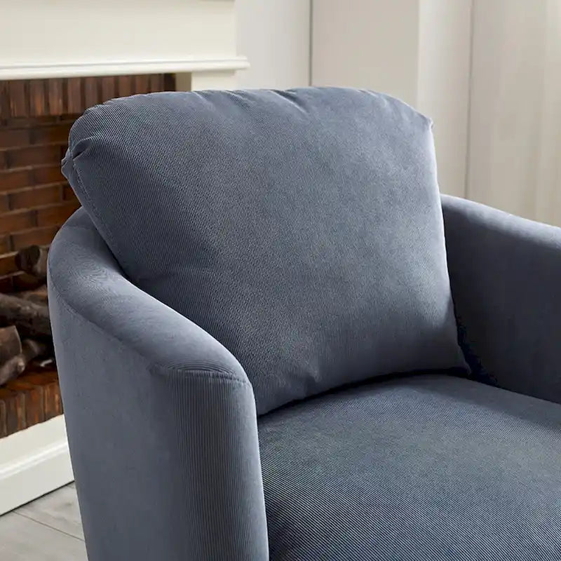 Fauteuil pivotant Art Leon moderne et confortable en tissu velours côtelé-12