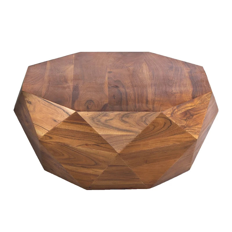 Table basse Bon en bois d'acacia de 84 cm (33 pouces) en forme de losange avec plateau lisse, marron foncé-3