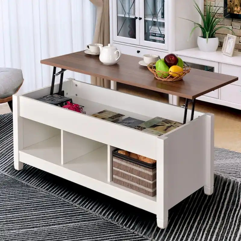 Table basse relevable avec compartiment caché-2
