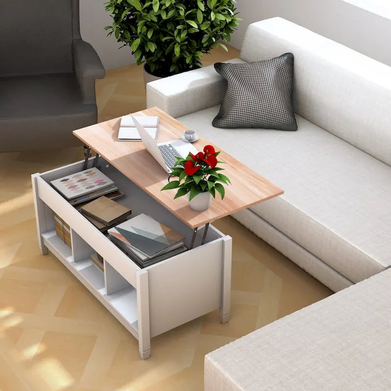 Table basse relevable avec compartiment caché-7