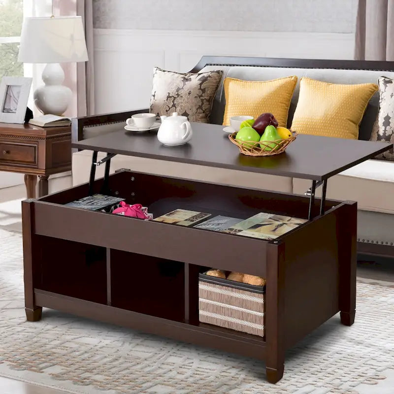 Table basse relevable avec compartiment caché-13
