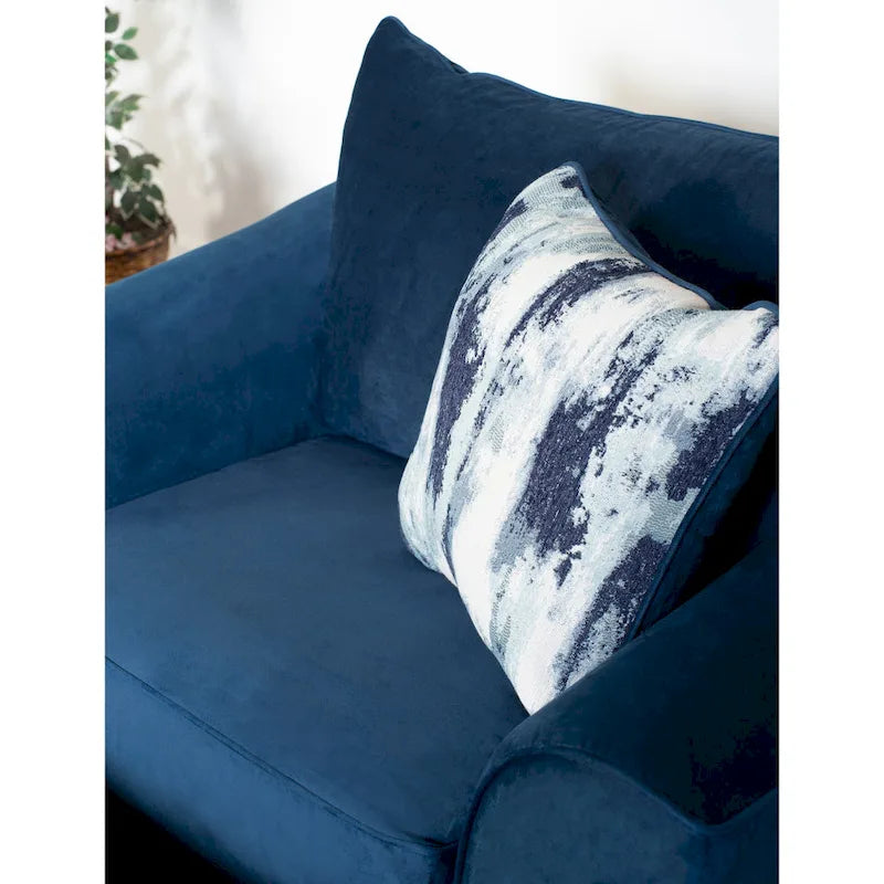 Ensemble fauteuil/pouf Roundhill Furniture Camero en tissu bleu marine avec dossier coussin-5