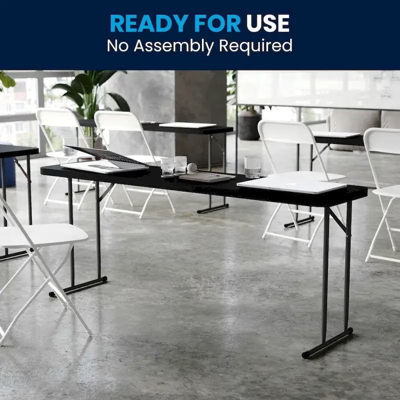 6-Foot Rectangular Granite White Plastic Folding Training Table
