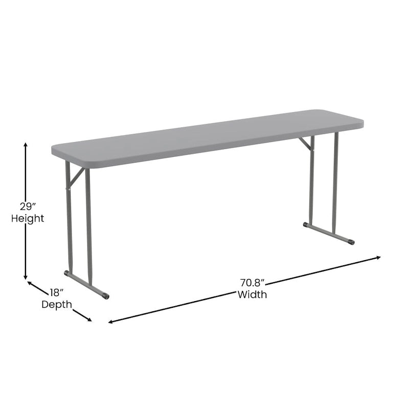 Table de formation pliante rectangulaire en plastique blanc granit de 1,80 m-8
