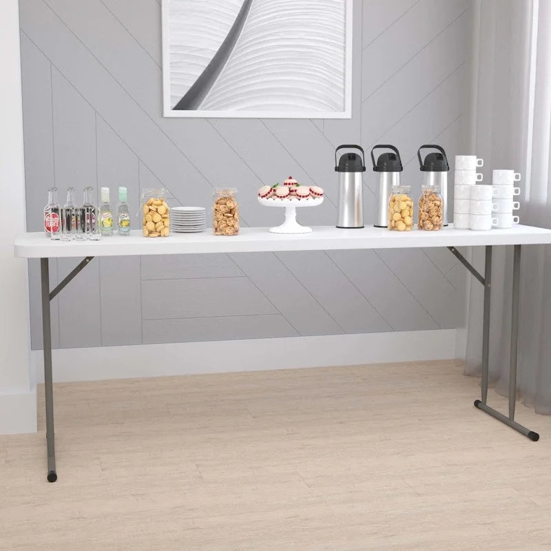 Table de formation pliante rectangulaire en plastique blanc granit de 1,80 m-16