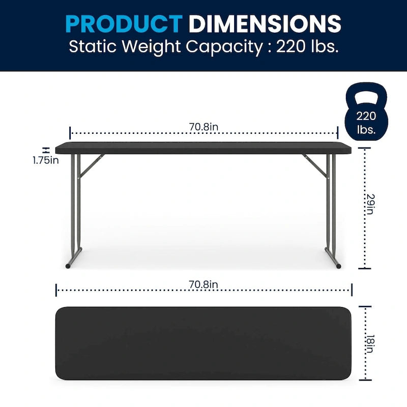 Table de formation pliante rectangulaire en plastique blanc granit de 1,80 m-26