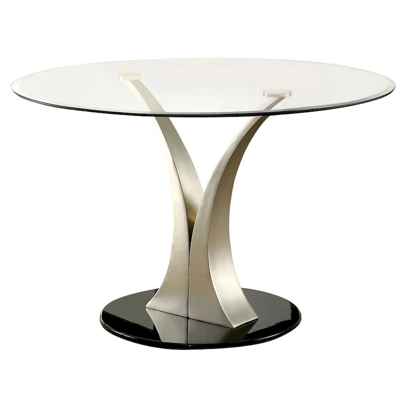 Ensemble de salle à manger rond 5 pièces Zaia en acier argenté contemporain de Furniture of America-4