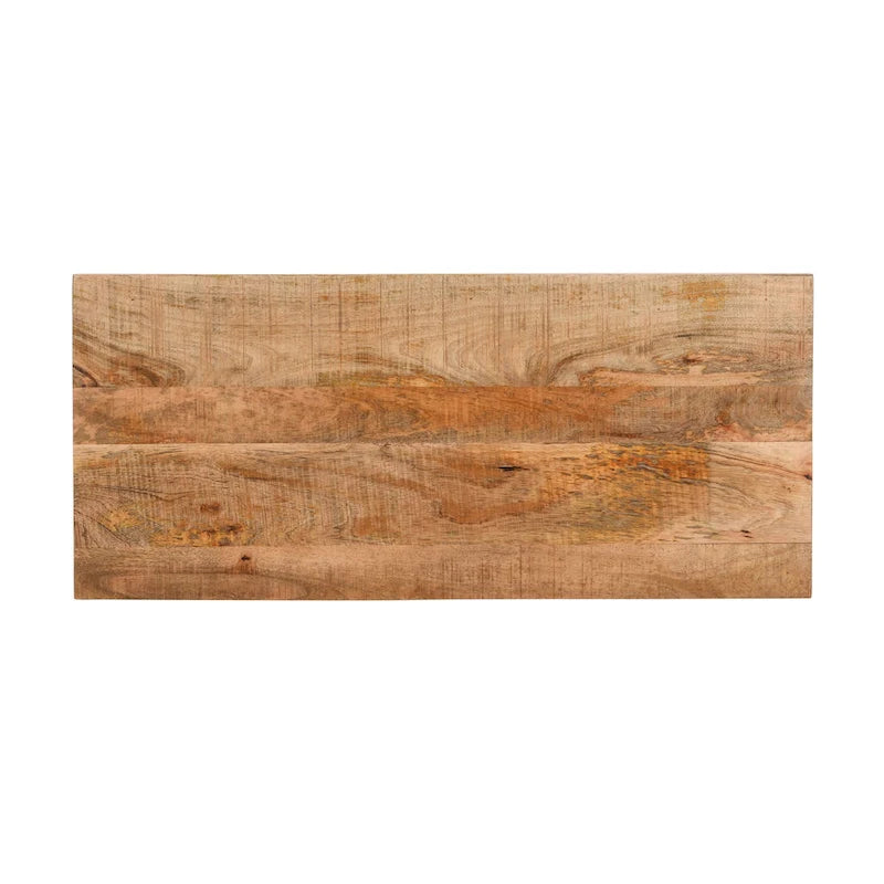 Console de style ferme artisanale de 99 cm (39 pouces) en bois de manguier, avec 2 tiroirs et 2 portes de rangement, couleur marron rustique-8