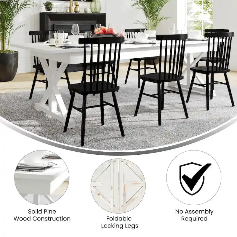 Table de salle à manger de ferme en pin massif avec pieds en X - 2,74 m x 101,6 cm-6