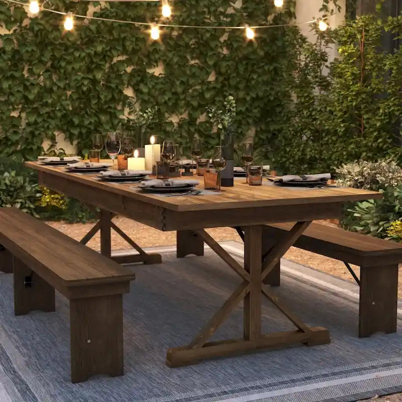 Table de salle à manger de ferme en pin massif avec pieds en X - 2,74 m x 101,6 cm-17