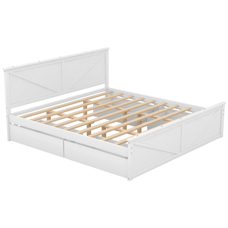 Lit plateforme en bois Merax avec quatre tiroirs de rangement et pieds de soutien-4