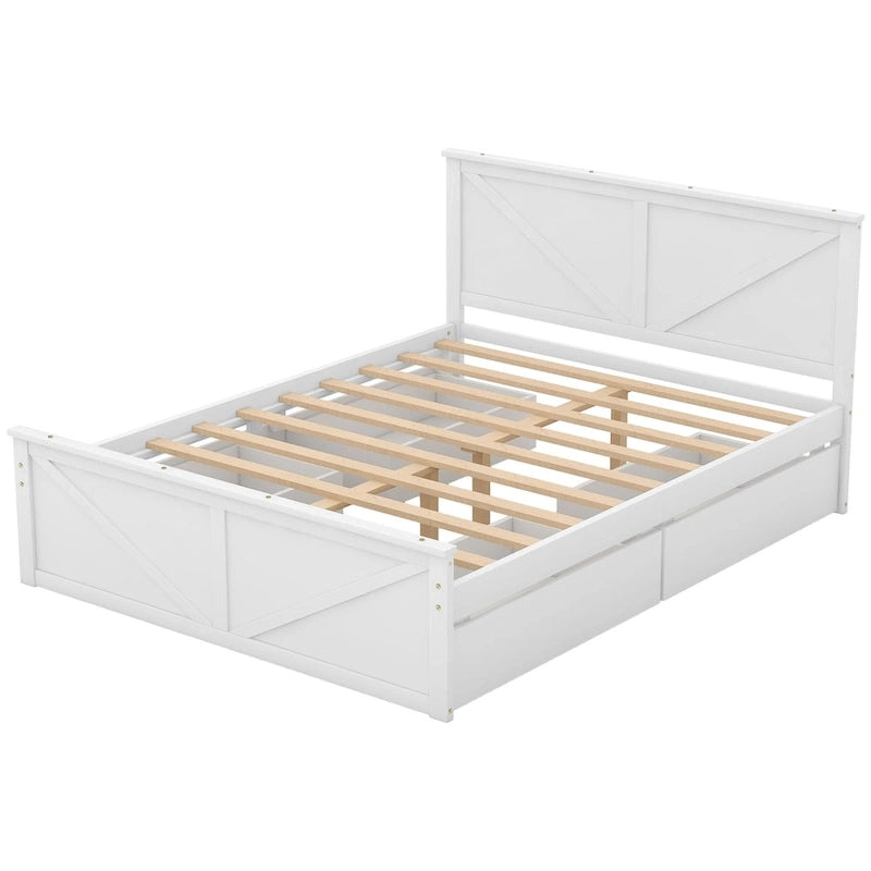 Lit plateforme en bois Merax avec quatre tiroirs de rangement et pieds de soutien-19