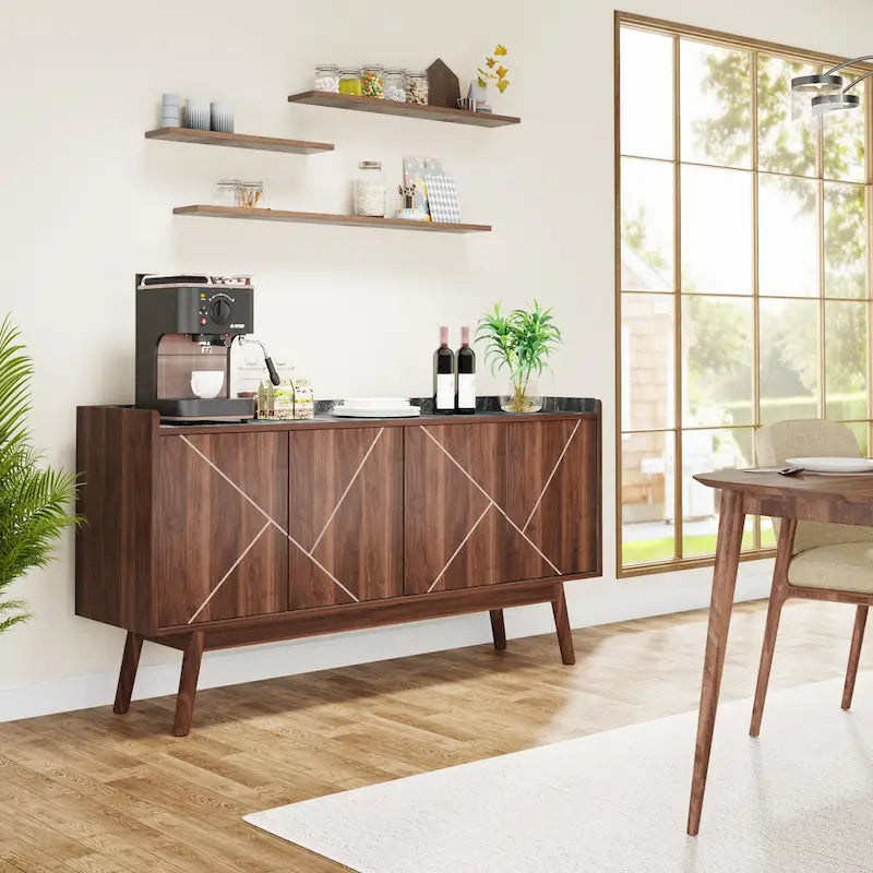 Buffet en bois à 4 portes avec rangement pour cuisine ou salle à manger - Non disponible-6