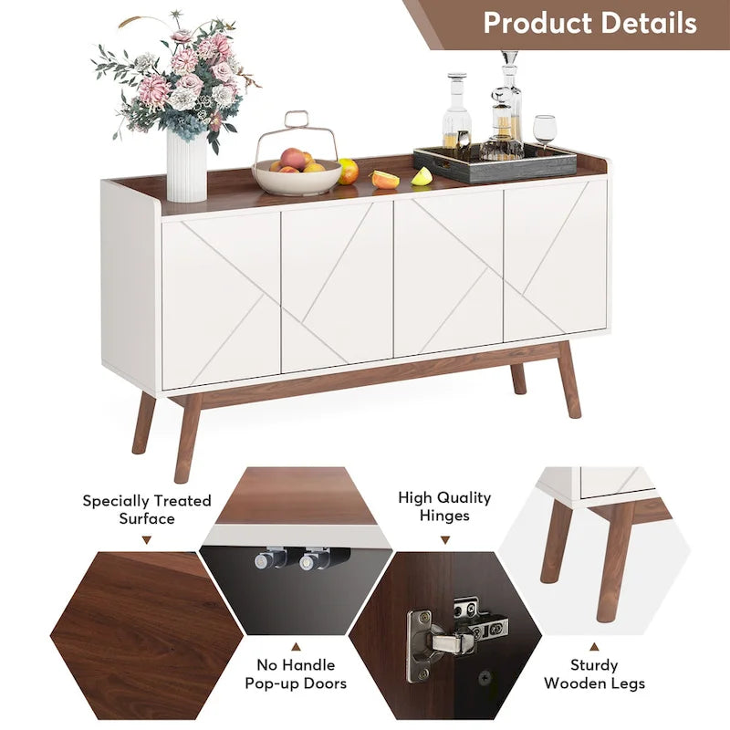 Buffet en bois à 4 portes avec rangement pour cuisine ou salle à manger - Non disponible-13