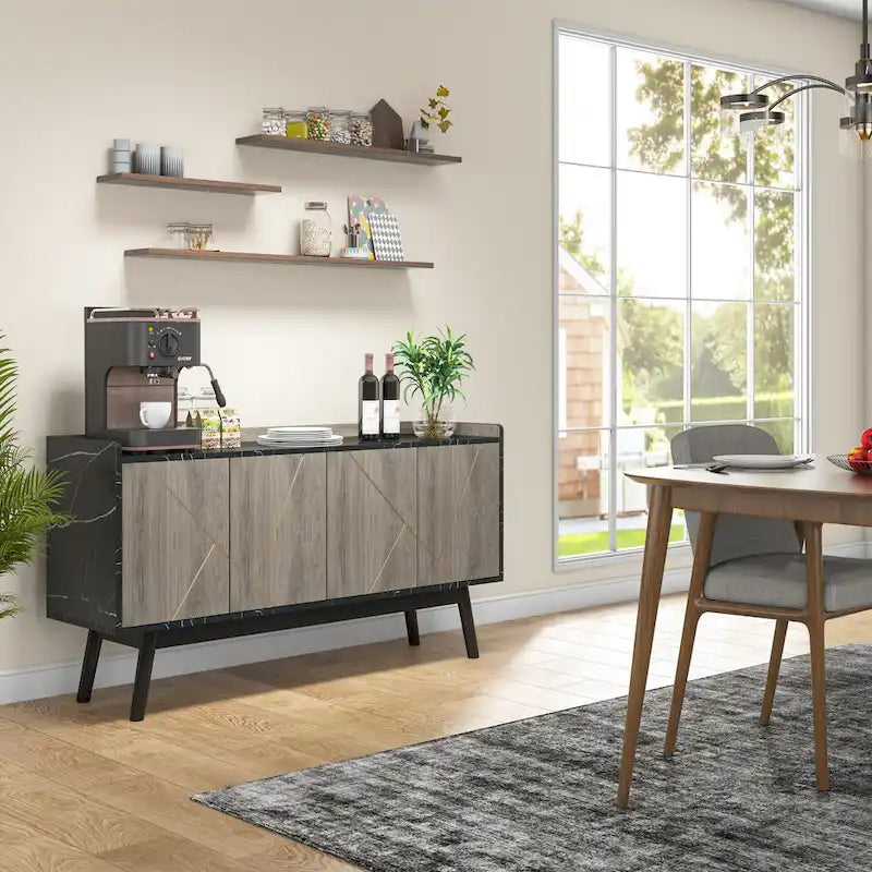 Buffet en bois à 4 portes avec rangement pour cuisine ou salle à manger - Non disponible-28