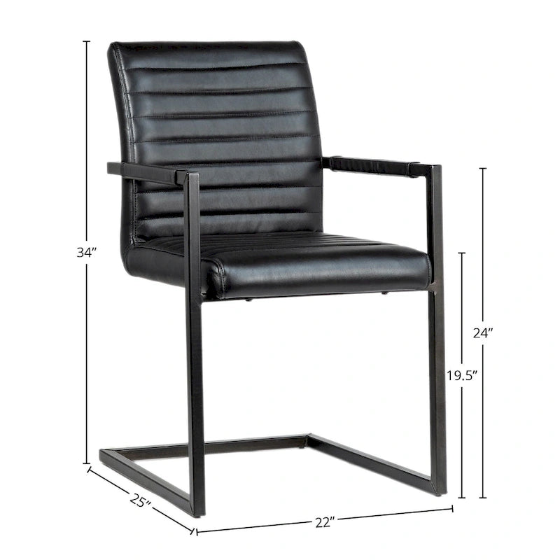 Fauteuil de salle à manger moderne Greyson en cuir pleine fleur véritable et acier-4