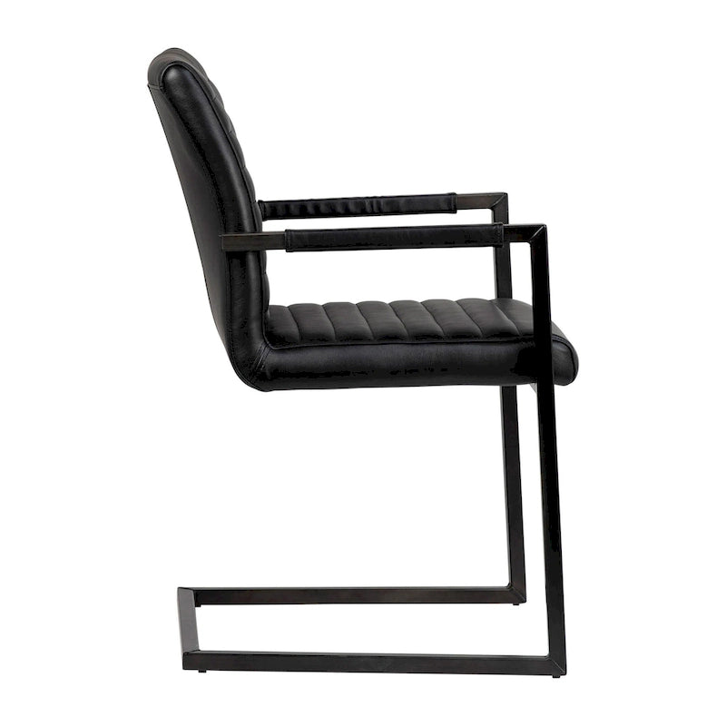 Fauteuil de salle à manger moderne Greyson en cuir pleine fleur véritable et acier-8