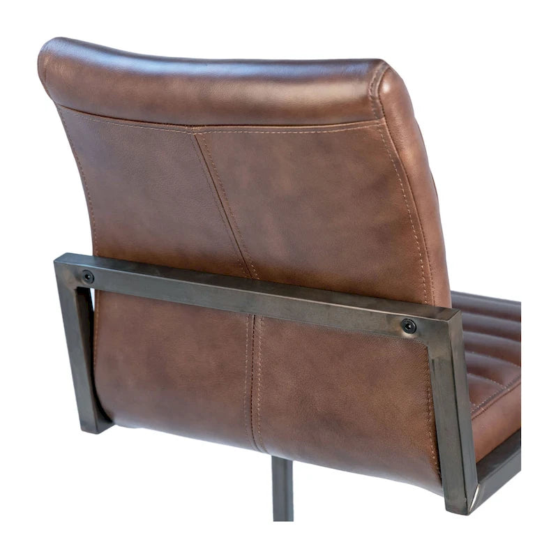 Fauteuil de salle à manger moderne Greyson en cuir pleine fleur véritable et acier-9
