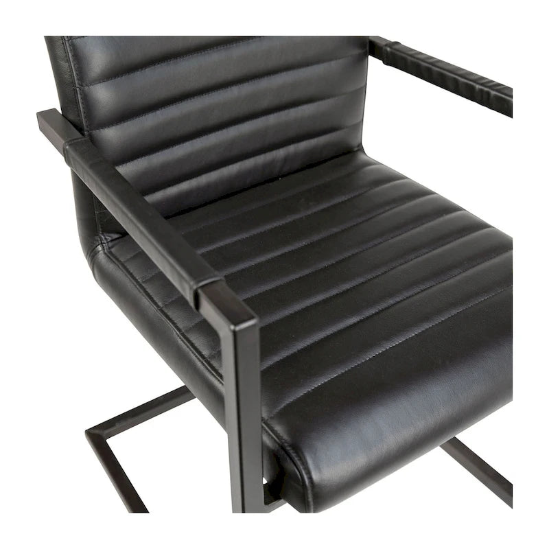 Fauteuil de salle à manger moderne Greyson en cuir pleine fleur véritable et acier-10