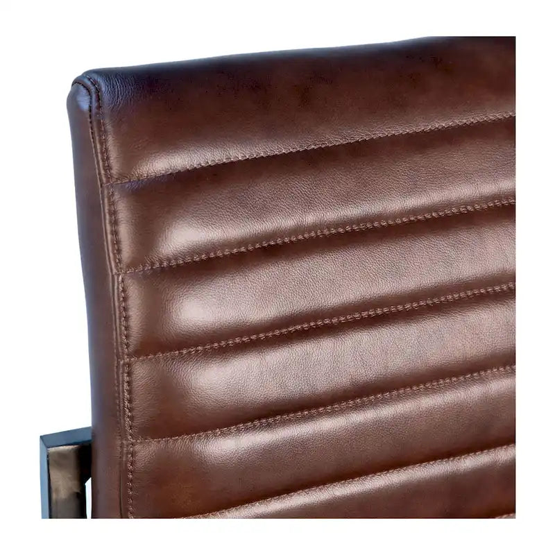 Fauteuil de salle à manger moderne Greyson en cuir pleine fleur véritable et acier-11