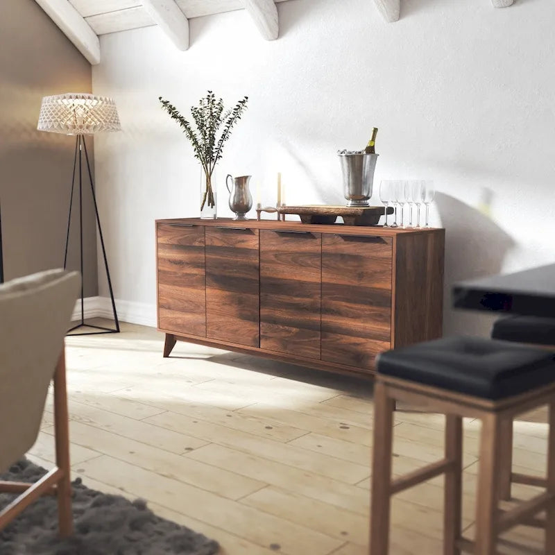 Buffet de 60 pouces avec 4 portes à fermeture amortie et étagères réglables - 15,75 po P x 59,25 po L x 29,75 po H-28