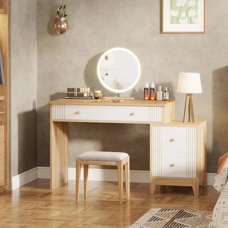 Coiffeuse de 130 cm avec 4 grands tiroirs-3