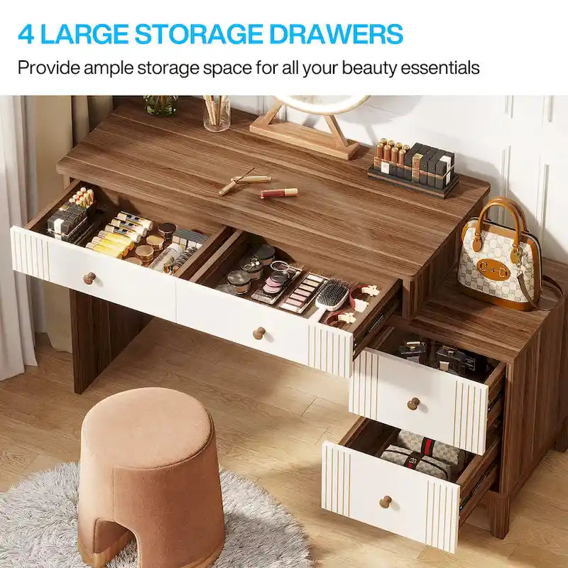 Coiffeuse de 130 cm avec 4 grands tiroirs-8