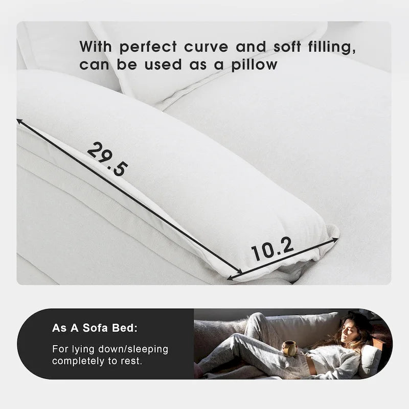 [VIDÉO fournie][Nouveau] Canapé d'angle moderne en forme de U (109,8 x 55,9 cm) avec coussins lombaires, canapé symétrique 6 places rembourré-3