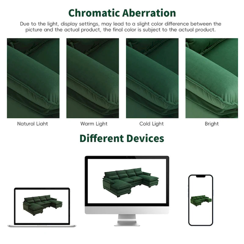 [VIDÉO fournie][Nouveau] Canapé d'angle moderne en forme de U (109,8 x 55,9 cm) avec coussins lombaires, canapé symétrique 6 places rembourré-7