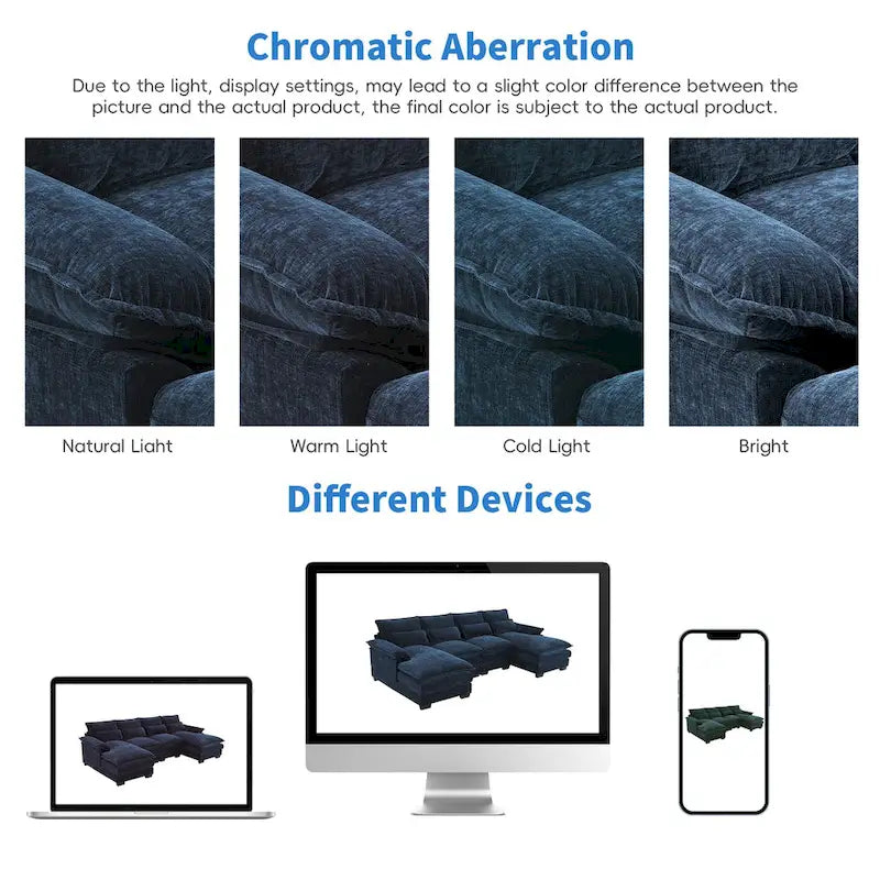 [VIDÉO fournie][Nouveau] Canapé d'angle moderne en forme de U (109,8 x 55,9 cm) avec coussins lombaires, canapé symétrique 6 places rembourré-17