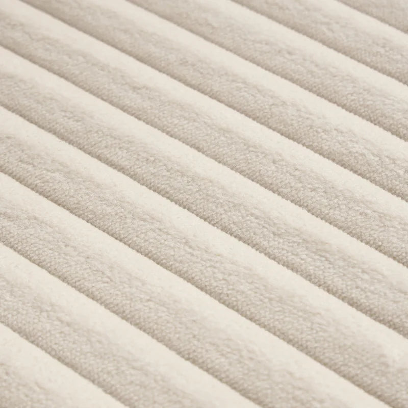 Canapé 3 places en velours côtelé de 220 cm avec 3 coussins de dossier, 2 coussins décoratifs et 2 poufs, canapé confortable et profond pour le salon.-6