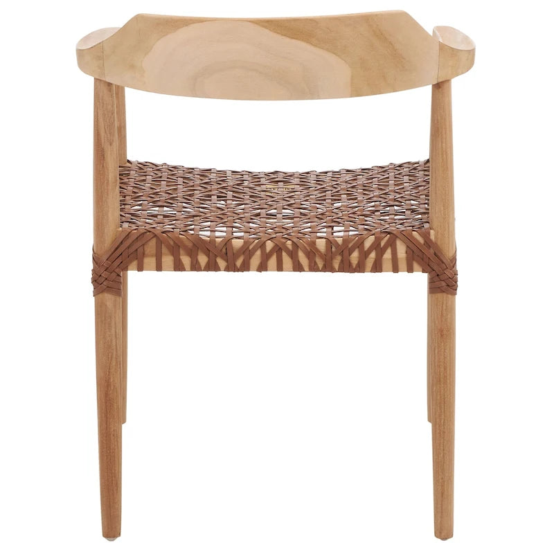 Fauteuil d'appoint Munro Wanda en cuir tressé et bois massif (entièrement assemblé) - 56 cm (L) x 52 cm (l) x 72 cm (H) - 56 cm (L) x 53 cm (P) x 74 cm (H)-36