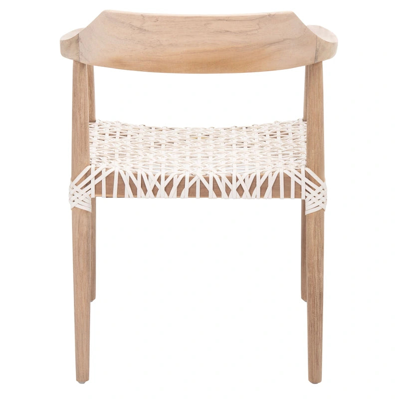 Fauteuil d'appoint Munro Wanda en cuir tressé et bois massif (entièrement assemblé) - 56 cm (L) x 52 cm (l) x 72 cm (H) - 56 cm (L) x 53 cm (P) x 74 cm (H)-37