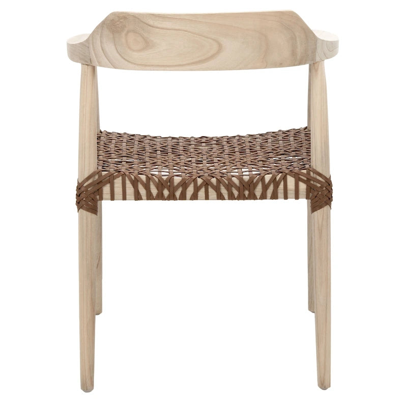 Fauteuil d'appoint Munro Wanda en cuir tressé et bois massif (entièrement assemblé) - 56 cm (L) x 52 cm (l) x 72 cm (H) - 56 cm (L) x 53 cm (P) x 74 cm (H)-38