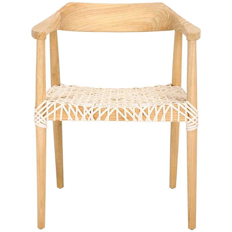 Fauteuil d'appoint Munro Wanda en cuir tressé et bois massif (entièrement assemblé) - 56 cm (L) x 52 cm (l) x 72 cm (H) - 56 cm (L) x 53 cm (P) x 74 cm (H)-39