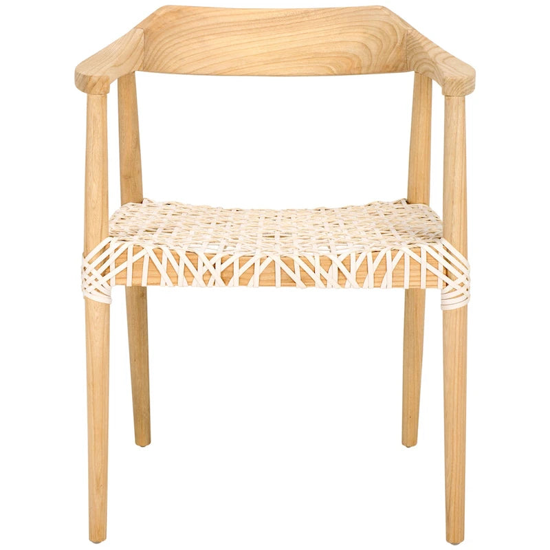 Fauteuil d'appoint Munro Wanda en cuir tressé et bois massif (entièrement assemblé) - 56 cm (L) x 52 cm (l) x 72 cm (H) - 56 cm (L) x 53 cm (P) x 74 cm (H)-18