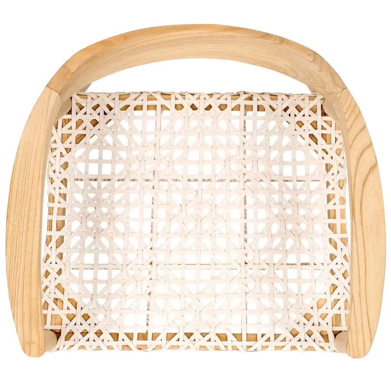 Fauteuil d'appoint Munro Wanda en cuir tressé et bois massif (entièrement assemblé) - 56 cm (L) x 52 cm (l) x 72 cm (H) - 56 cm (L) x 53 cm (P) x 74 cm (H)-20