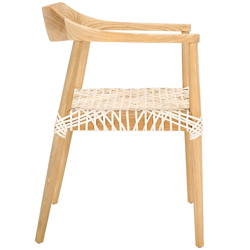 Fauteuil d'appoint Munro Wanda en cuir tressé et bois massif (entièrement assemblé) - 56 cm (L) x 52 cm (l) x 72 cm (H) - 56 cm (L) x 53 cm (P) x 74 cm (H)-22