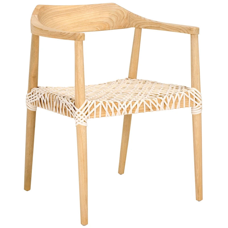 Fauteuil d'appoint Munro Wanda en cuir tressé et bois massif (entièrement assemblé) - 56 cm (L) x 52 cm (l) x 72 cm (H) - 56 cm (L) x 53 cm (P) x 74 cm (H)-23