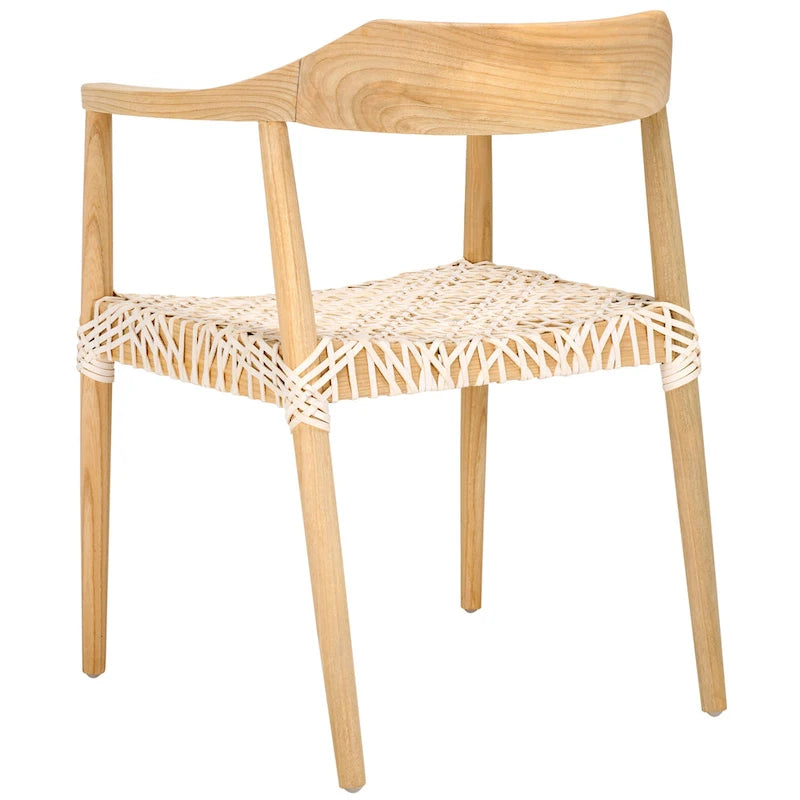 Fauteuil d'appoint Munro Wanda en cuir tressé et bois massif (entièrement assemblé) - 56 cm (L) x 52 cm (l) x 72 cm (H) - 56 cm (L) x 53 cm (P) x 74 cm (H)-26