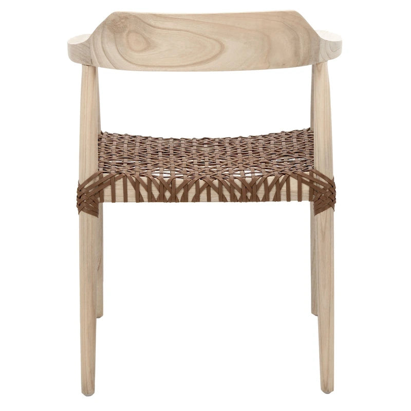 Fauteuil d'appoint Munro Wanda en cuir tressé et bois massif (entièrement assemblé) - 56 cm (L) x 52 cm (l) x 72 cm (H) - 56 cm (L) x 53 cm (P) x 74 cm (H)-28