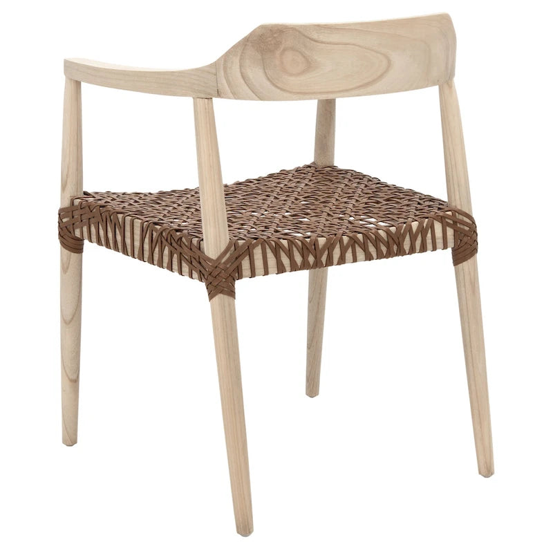 Fauteuil d'appoint Munro Wanda en cuir tressé et bois massif (entièrement assemblé) - 56 cm (L) x 52 cm (l) x 72 cm (H) - 56 cm (L) x 53 cm (P) x 74 cm (H)-29