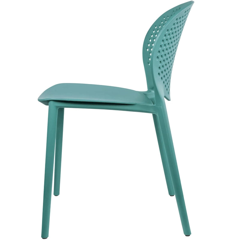 Chaise de jardin moderne en plastique empilable, sans accoudoirs, avec dossier à pois, idéale pour l'intérieur ou l'extérieur. Protection UV. Convient pour le jardin, la terrasse ou les repas en intérieur ou en extérieur.-17
