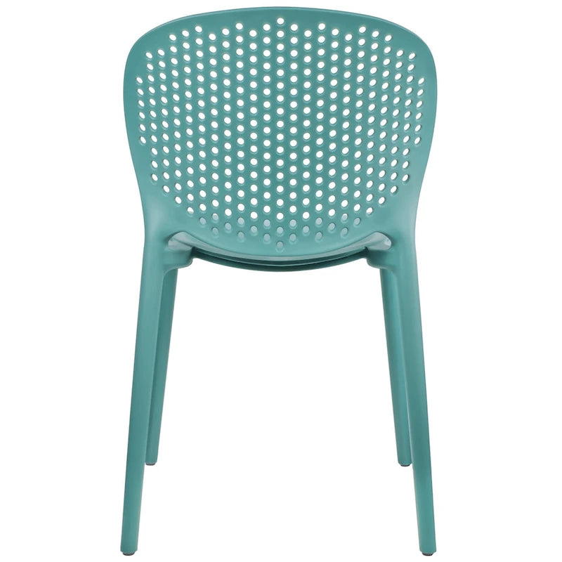 Chaise de jardin moderne en plastique empilable, sans accoudoirs, avec dossier à pois, idéale pour l'intérieur ou l'extérieur. Protection UV. Convient pour le jardin, la terrasse ou les repas en intérieur ou en extérieur.-18