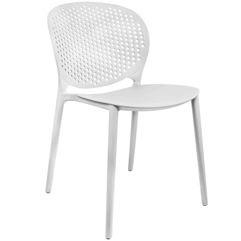Chaise de jardin moderne en plastique empilable, sans accoudoirs, avec dossier à pois, idéale pour l'intérieur ou l'extérieur. Protection UV. Convient pour le jardin, la terrasse ou les repas en intérieur ou en extérieur.-19