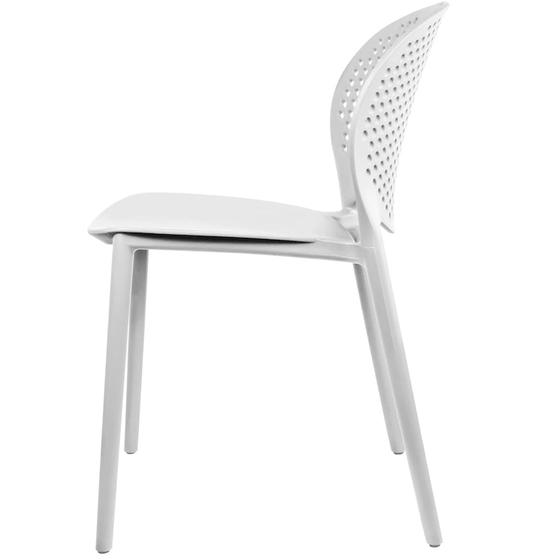 Chaise de jardin moderne en plastique empilable, sans accoudoirs, avec dossier à pois, idéale pour l'intérieur ou l'extérieur. Protection UV. Convient pour le jardin, la terrasse ou les repas en intérieur ou en extérieur.-23