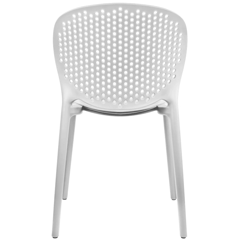 Chaise de jardin moderne en plastique empilable, sans accoudoirs, avec dossier à pois, idéale pour l'intérieur ou l'extérieur. Protection UV. Convient pour le jardin, la terrasse ou les repas en intérieur ou en extérieur.-24