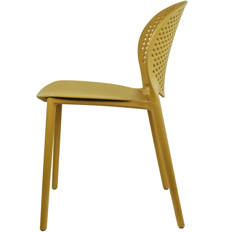 Chaise de jardin moderne en plastique empilable, sans accoudoirs, avec dossier à pois, idéale pour l'intérieur ou l'extérieur. Protection UV. Convient pour le jardin, la terrasse ou les repas en intérieur ou en extérieur.-29