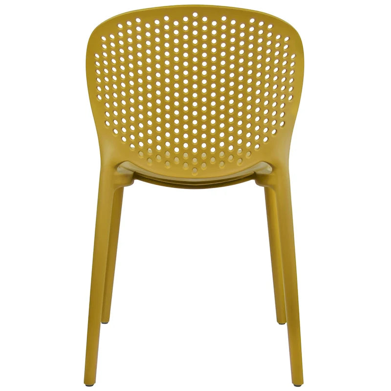 Chaise de jardin moderne en plastique empilable, sans accoudoirs, avec dossier à pois, idéale pour l'intérieur ou l'extérieur. Protection UV. Convient pour le jardin, la terrasse ou les repas en intérieur ou en extérieur.-30