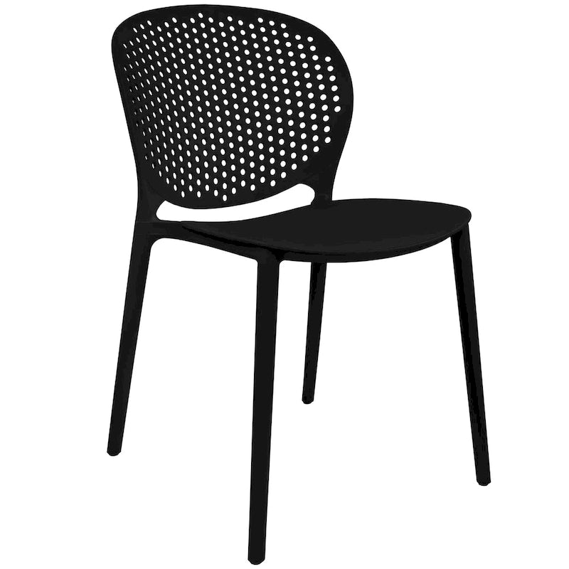 Chaise de jardin moderne en plastique empilable, sans accoudoirs, avec dossier à pois, idéale pour l'intérieur ou l'extérieur. Protection UV. Convient pour le jardin, la terrasse ou les repas en intérieur ou en extérieur.-31